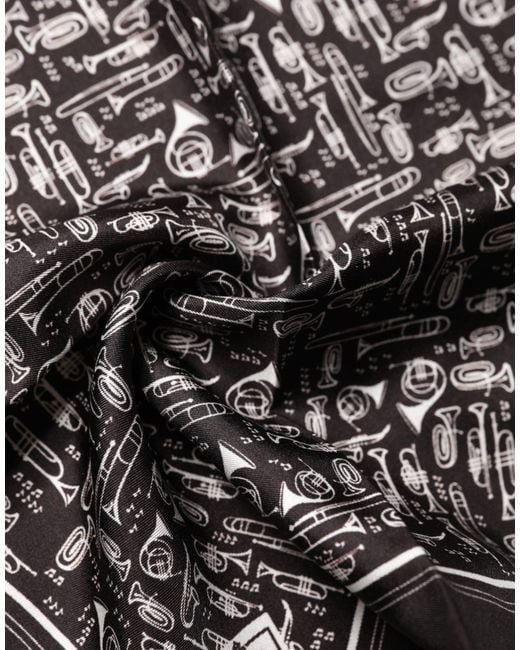 Dolce & Gabbana Black Brown Jazz Club Square Handkerchief Men 32cm X 31cm Scarf for men