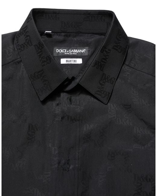 Dolce & Gabbana Black Cotton Slim Fit Dress Shirt for men