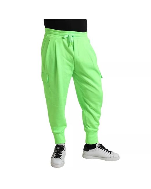 Dolce & Gabbana Neon Green Polyester Jogger Sweatpants Pants for men