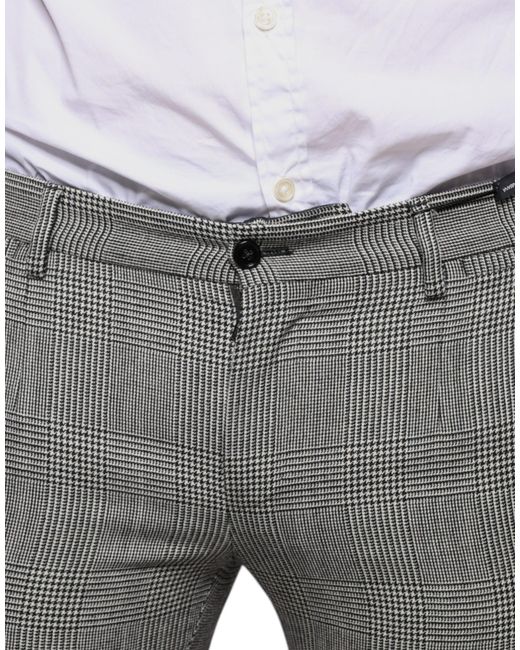 Dolce & Gabbana Gray Check Tartan Wool Skinny Pants for men