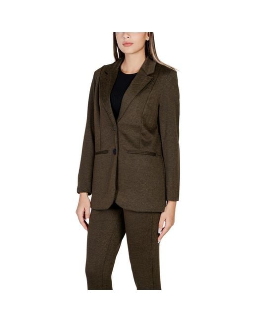 Ichi Brown Green Polyester Suits & Blazer