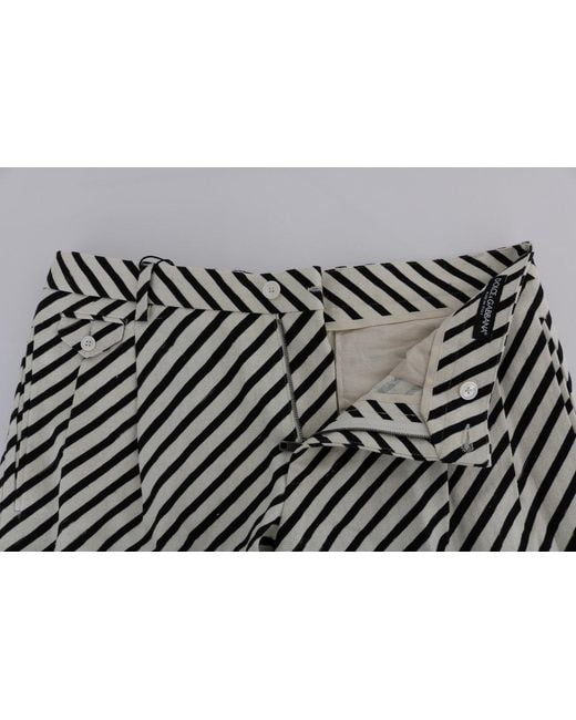Dolce & Gabbana Black Striped Hemp Casual Shorts for men