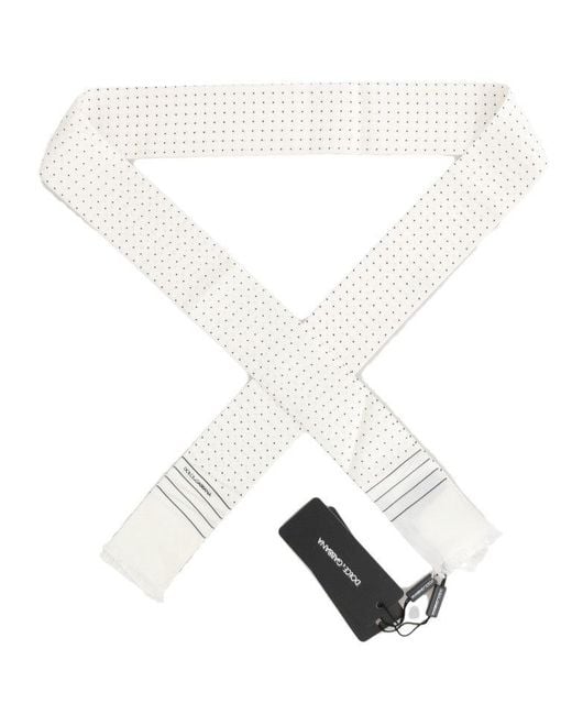 Dolce & Gabbana Black Polka Dotted Silk Skinny Scarf for men
