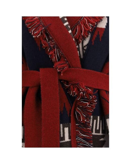 Alanui Red Multicolor Cashmere Cardigan
