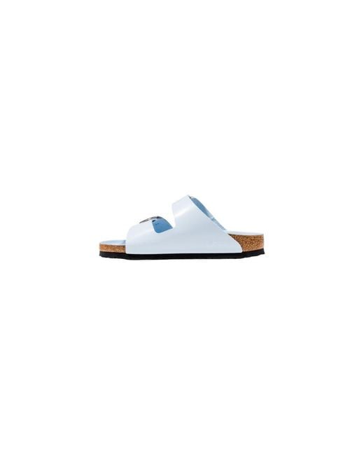 Birkenstock White Blue Artificial Leather Slippers