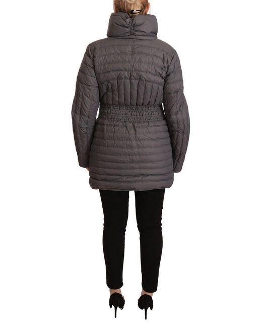 Rocco Barocco Black Gray Quilted Long Sleeves Logo Patch Full Zip Jacket