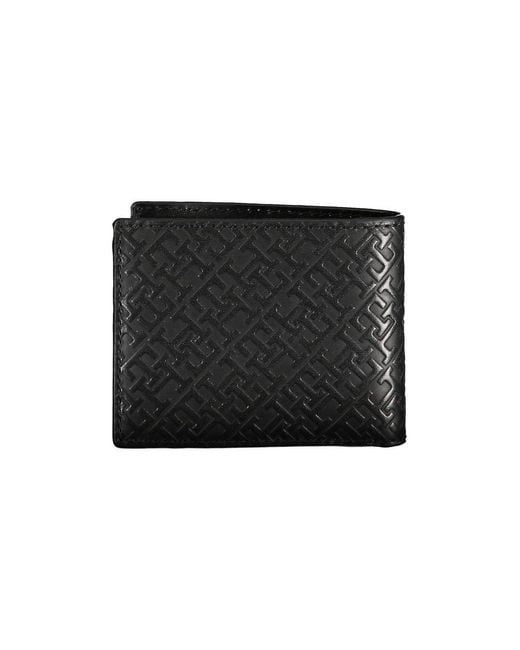 Tommy Hilfiger Black Elegant Leather Double Card Wallet for men