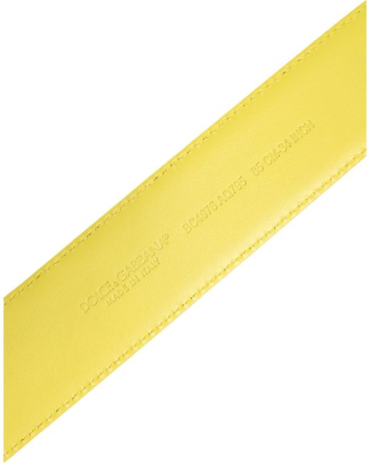 Dolce & Gabbana Yellow Green Classic Metal Logo Buckle Belt for men