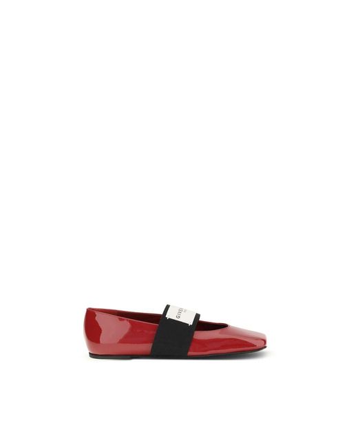 Givenchy Red Multicolor Leather Ballet Flats