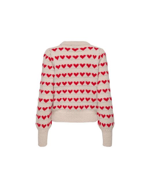Jacqueline De Yong Red Beige Polyester Sweatshirt