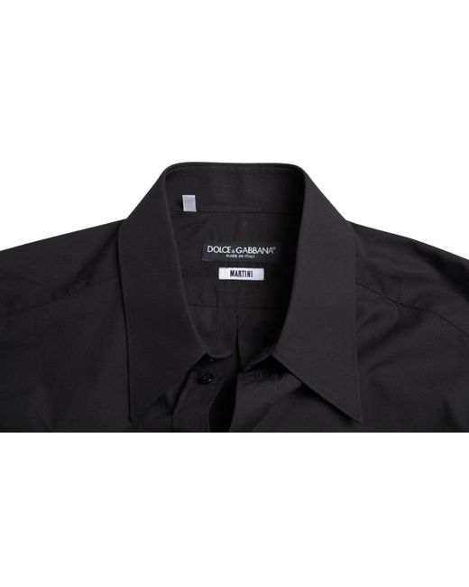 Dolce & Gabbana Black Cottonlong Sleeves Martini Shirt for men