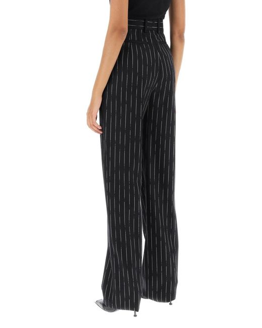 Alexander McQueen Black Broken Pinstripe Trousers