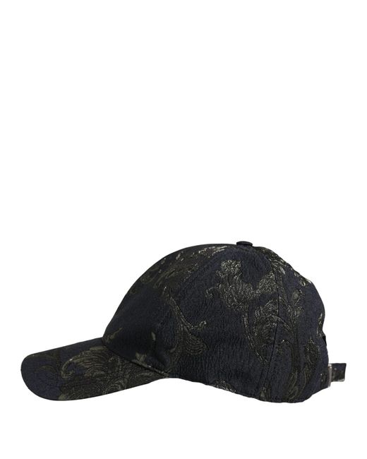 Dolce & Gabbana Men Black Floral Barocco Cotton Baseball Cap Hat for men