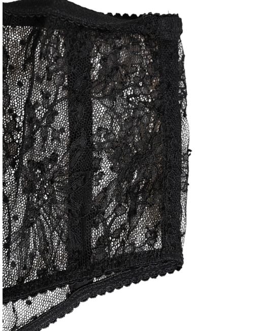 Dolce & Gabbana Black Lace Polka Dot Mesh High Waist Underwear