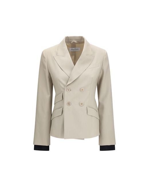 Max Mara Natural Beige Wool Oves Aries Blazer
