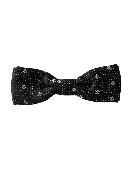 Dolce & Gabbana White Silk Floral Adjustable Neck Papillon Bow Tie for men