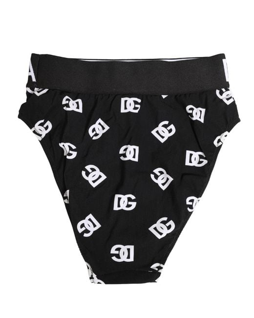 Dolce & Gabbana White Black Logo Waistband Midi Brief Underwear