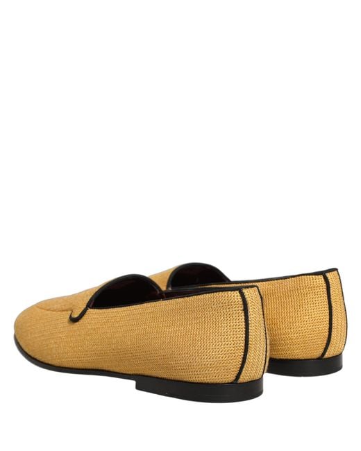 Dolce & Gabbana Natural Yellow Woven Men Slip On Dress Loafers Shoes for men