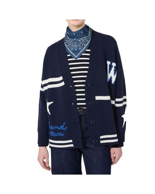 Max Mara Blue Virgin Wool Cardigan