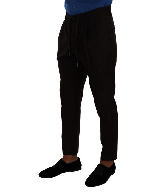 Dolce & Gabbana Black Bordeaux Wool Skinny Trouser Pants for men