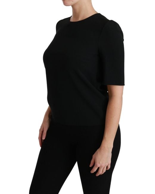 Dolce & Gabbana Dolce Gabbana Black Short Sleeve Casual Top Stretch Blouse