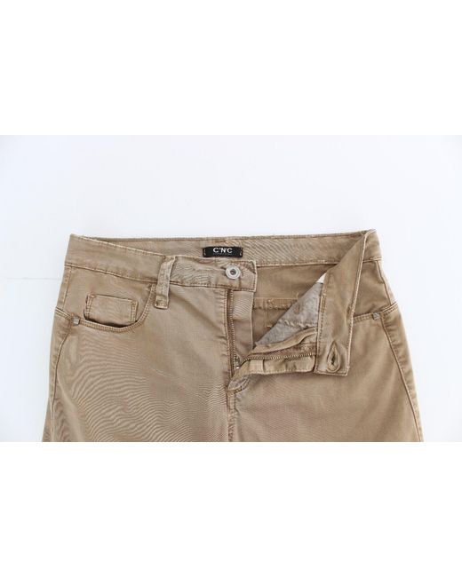 CoSTUME NATIONAL Multicolor Beige Straight Leg Denim Pants Stretch Jeans