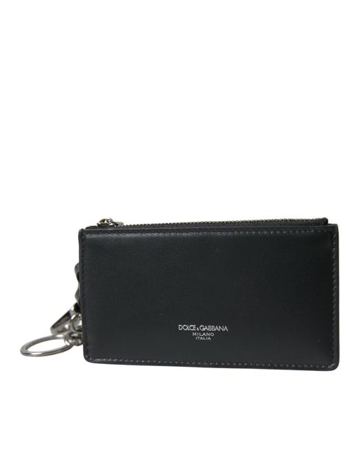 Dolce & Gabbana Black Leather Zip Logo Strap Multi Kit Airpod Case for men