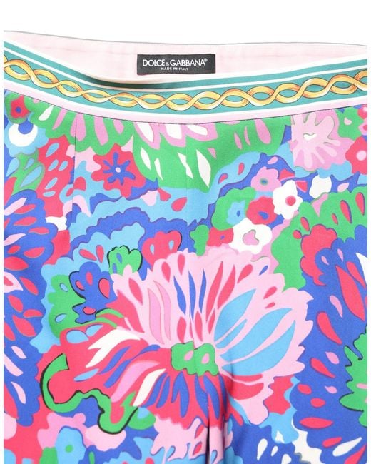 Dolce & Gabbana Blue Multicolor Floral Stretch Jersey Leggings Pants