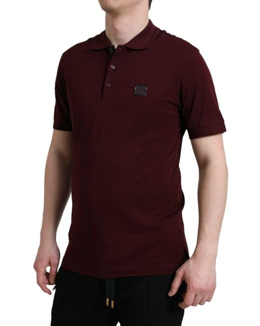 Dolce & Gabbana Red Elegant Cotton Blend Polo Tee for men