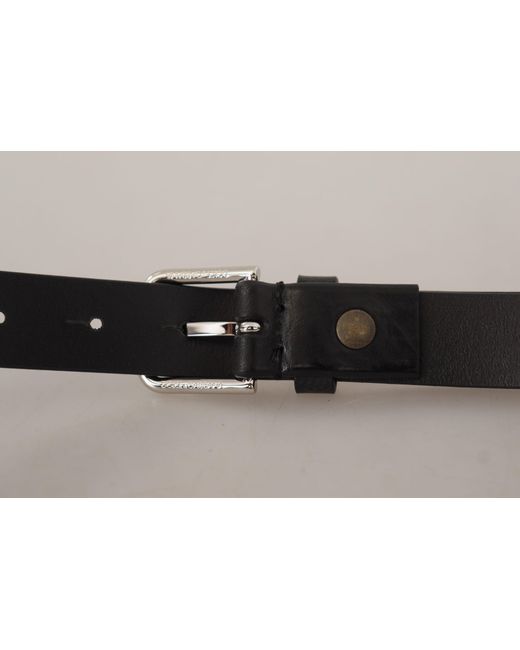 Dolce & Gabbana Black Elegant Leather Belt With Metal Buckle for men