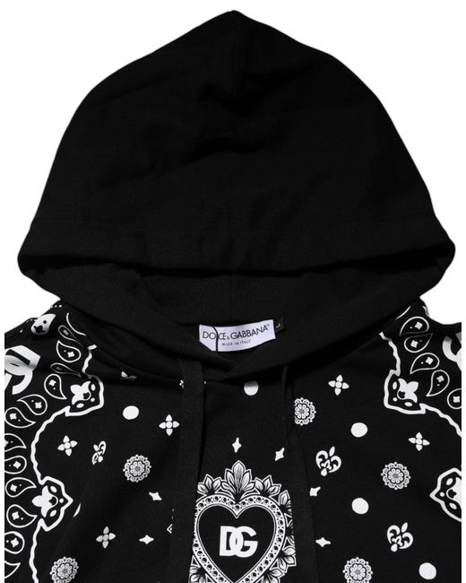 Dolce & Gabbana Black Bandana Hooded Men Sweatshirt Sweater for men