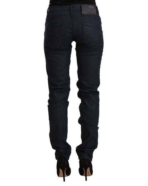 Acht Black Cotton Low Waist Slim Fit Denim Jeans