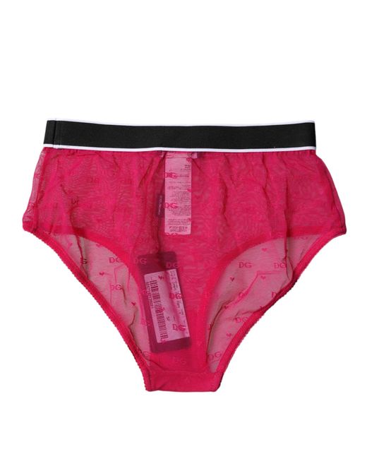 Dolce & Gabbana Pink Fuchsia Tulle Nylon Mid Waist Panty Underwear