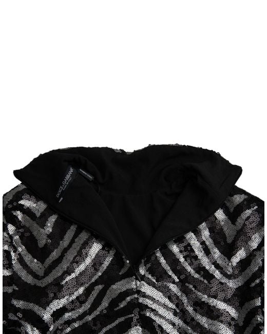 Dolce & Gabbana Black Sequined Polyester Sweater for men
