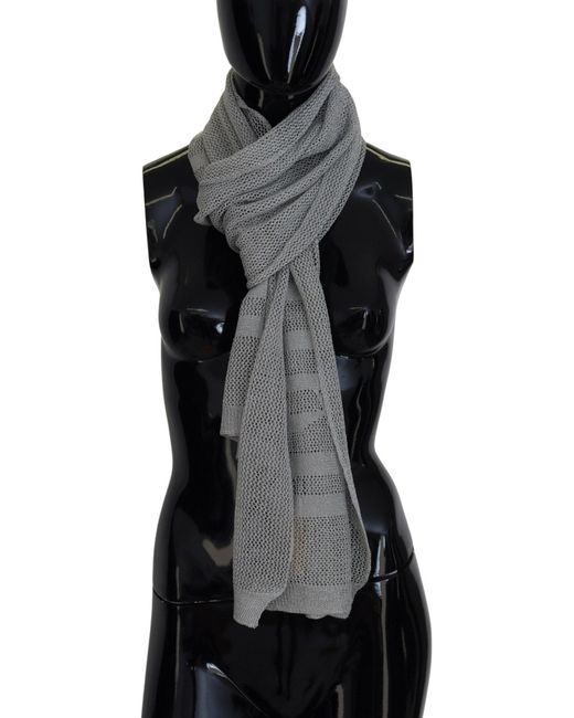John Galliano Black Gray Logo Knitted Neck Wrap Shawl Foulard Scarf