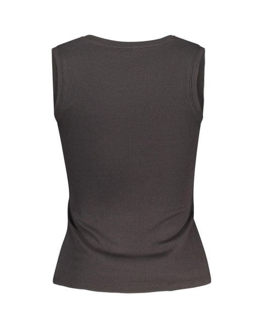 Tommy Hilfiger Black Ribbed Tank Top Logo Detail