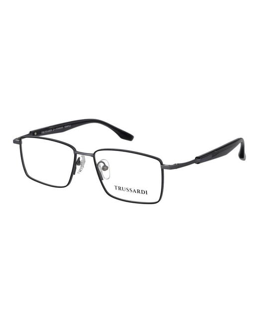 Trussardi Brown Gray Stainless Steel Glasses (frames) for men