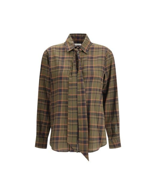 Saint Laurent Green Cassandre Check Lavalliã¨Re Shirt