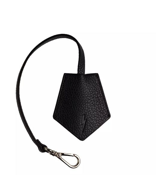 Neil Barrett Black Leather Keychain for men