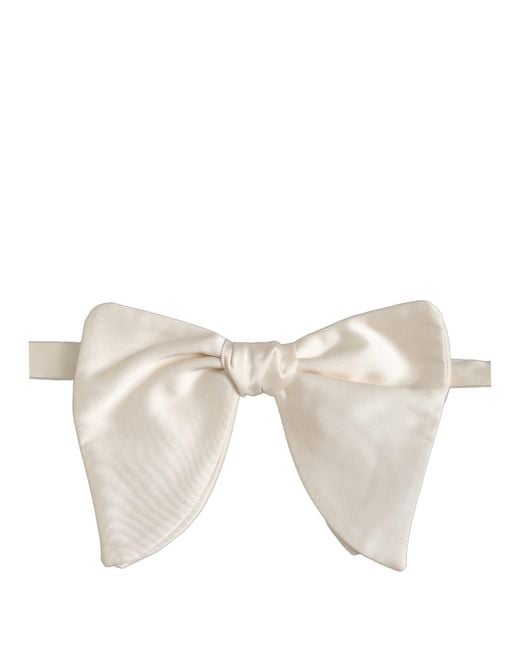 Dolce & Gabbana Natural Men White 100% Silk Adjustable Neck Papillon Bow Tie for men