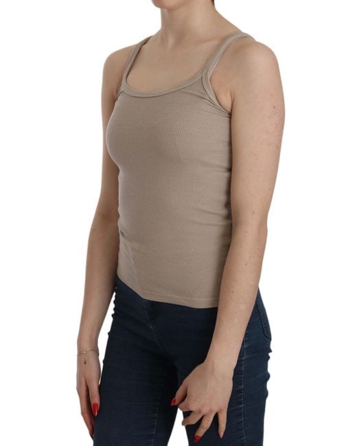 Pink Memories Blue Brown Sleeveless Spaghetti Strap Top Blouse