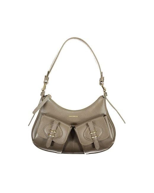 Coccinelle Gray Brown Leather Handbag