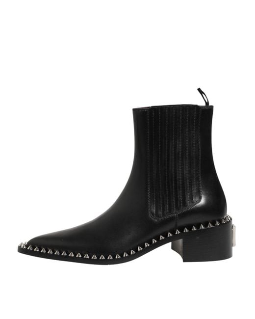 Dolce & Gabbana Black Studded Chelsea Short Ankle Boots Shoes for men