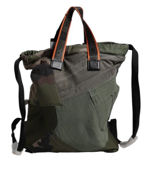 Dolce & Gabbana Black Military Green Patchwork Rucksack Backpack Bag for men
