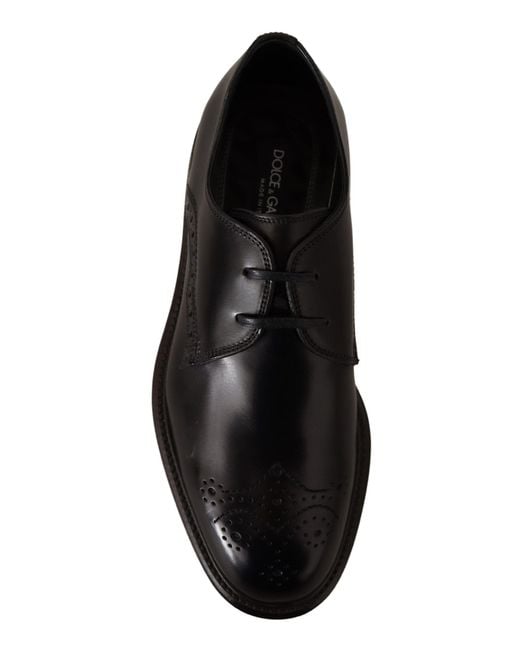 Dolce & Gabbana Black Elegant Derby Dress Shoes for men