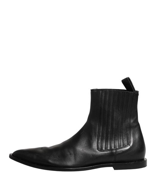 Dolce & Gabbana Black Chelsea Men Short Ankle Boots Shoes for men