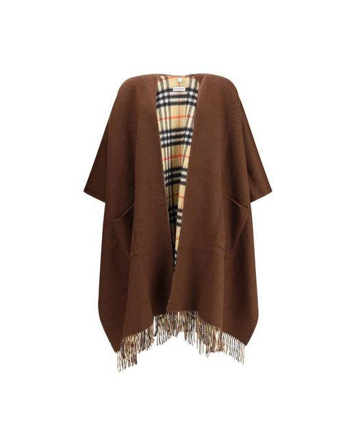 Burberry Brown Reversible Check Wool Cashmere Cape for men
