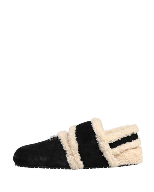 Dolce & Gabbana Beige Black Faux Fur Flats Men Sandals Shoes for men