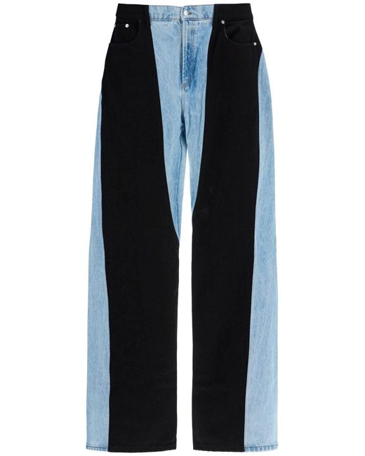 Mugler Black Two-Tone Denim Jeans for men
