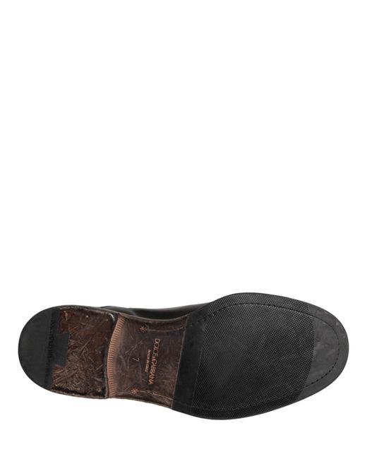 Dolce & Gabbana Black Calfskin Leather Oxford Dress Shoes for men